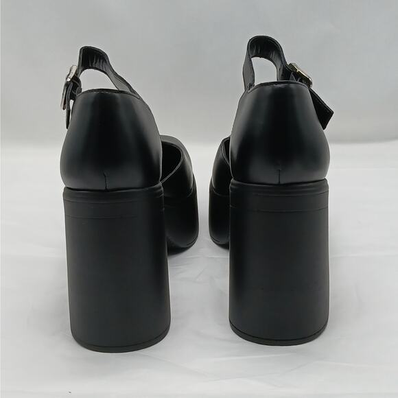 $168 Free People Gwen Mary Jane Platform Pumps Women 9.5 Black Chunky Heel Shoes - Picture 11 of 14